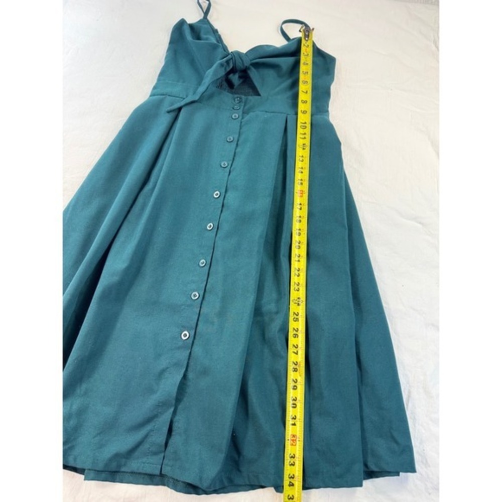 Ecowish green Front Cutout Button Down Midi Dress Smocked Back xl - Picture 3 of 10